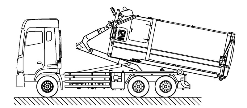 The principle and layout of Fulongma brand garbage truck with a detachable compartment