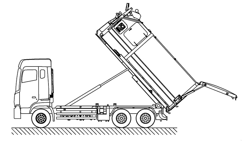 The principle and layout of Fulongma brand garbage truck with a detachable compartment