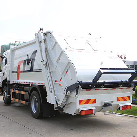 How does the FULONGMA 12-15 square rear load garbage truck work?