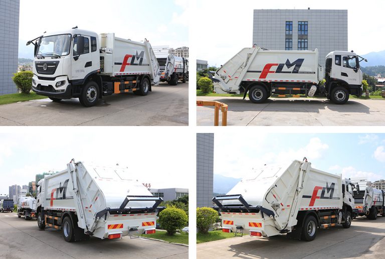 How does the FULONGMA 1215 square rear load garbage truck work?